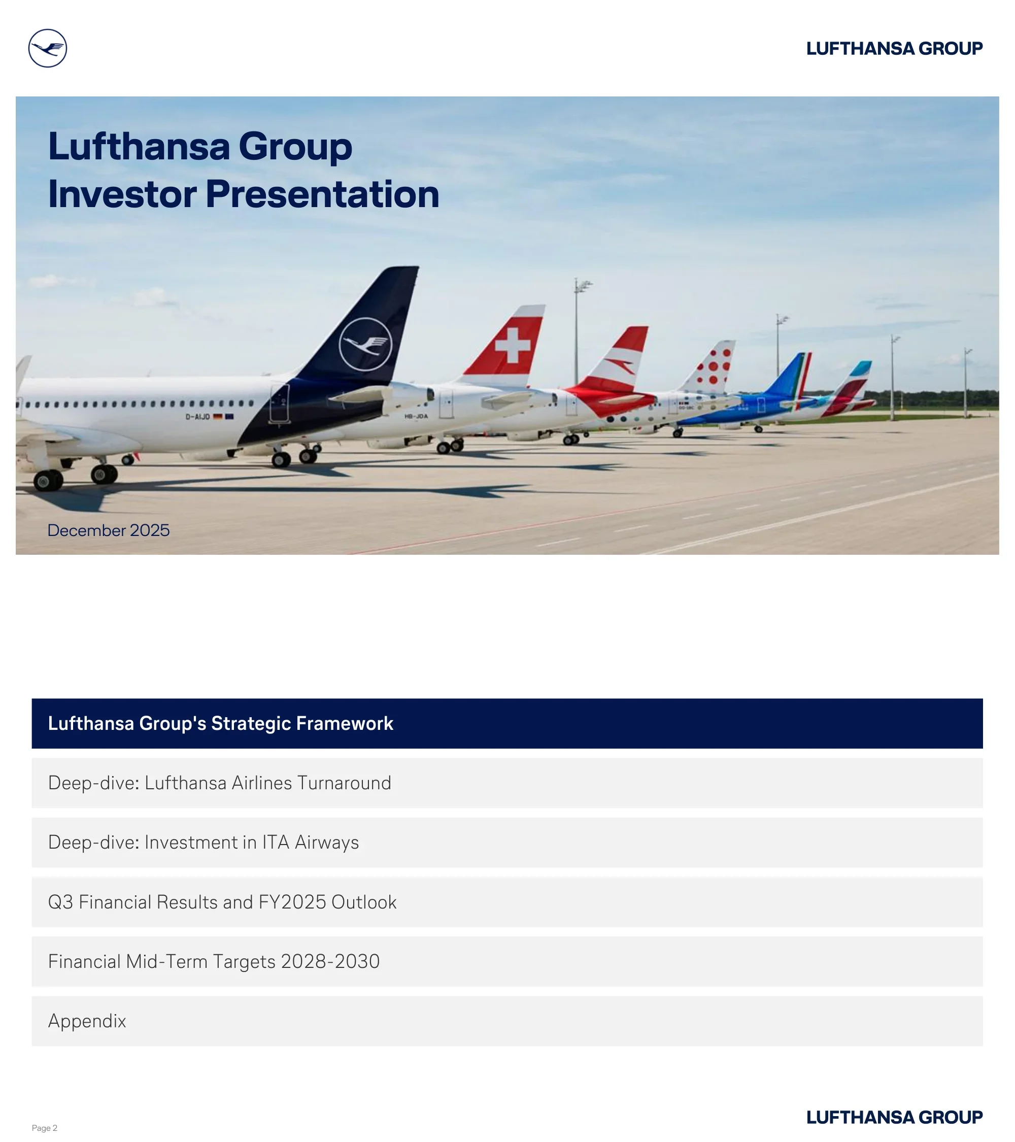 Lufthansa Group Investor Presentation