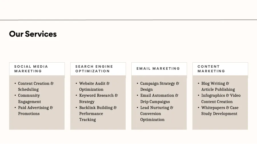 Beige Simple Clean Modern Company Profile Services Presentation - Page 4