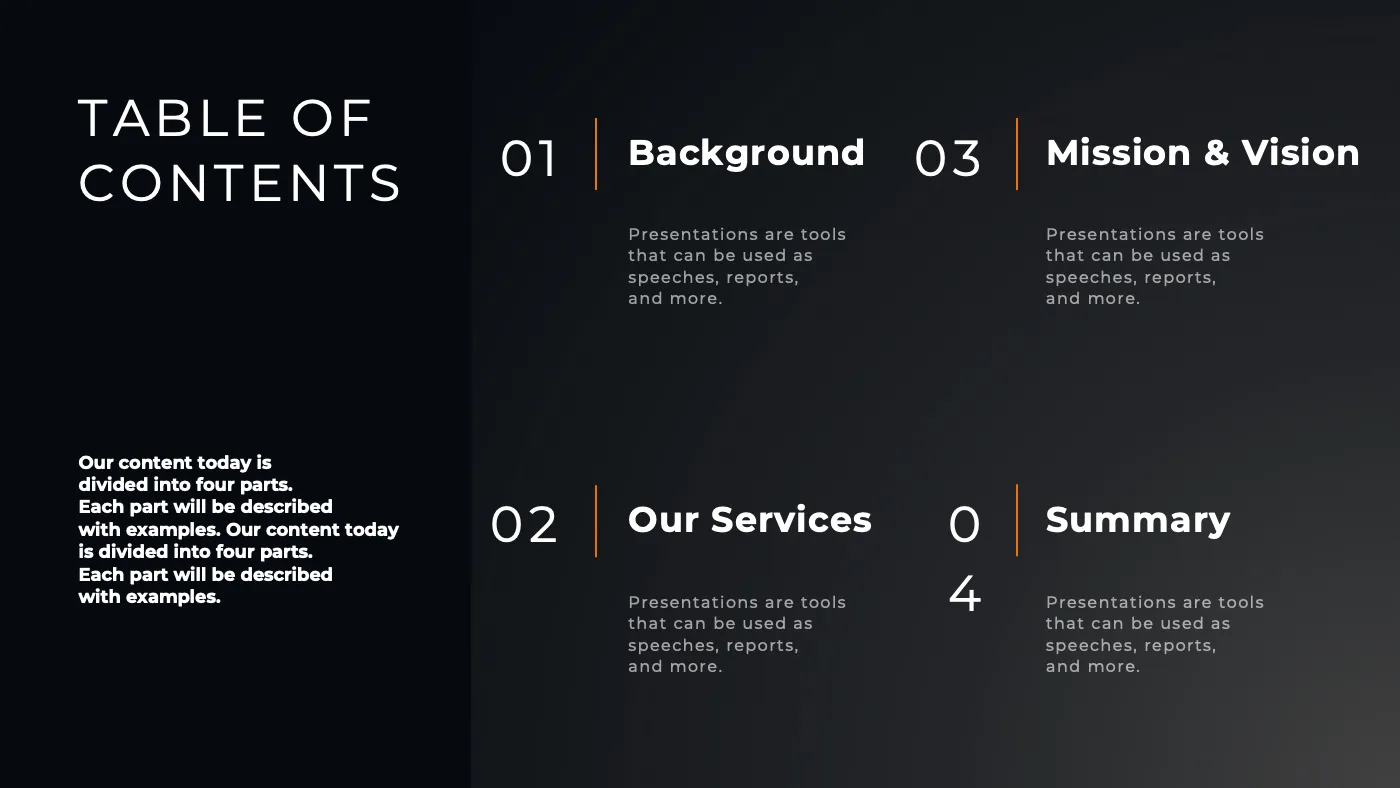 Black and Gray Gradient Professional Presentation - Page 2