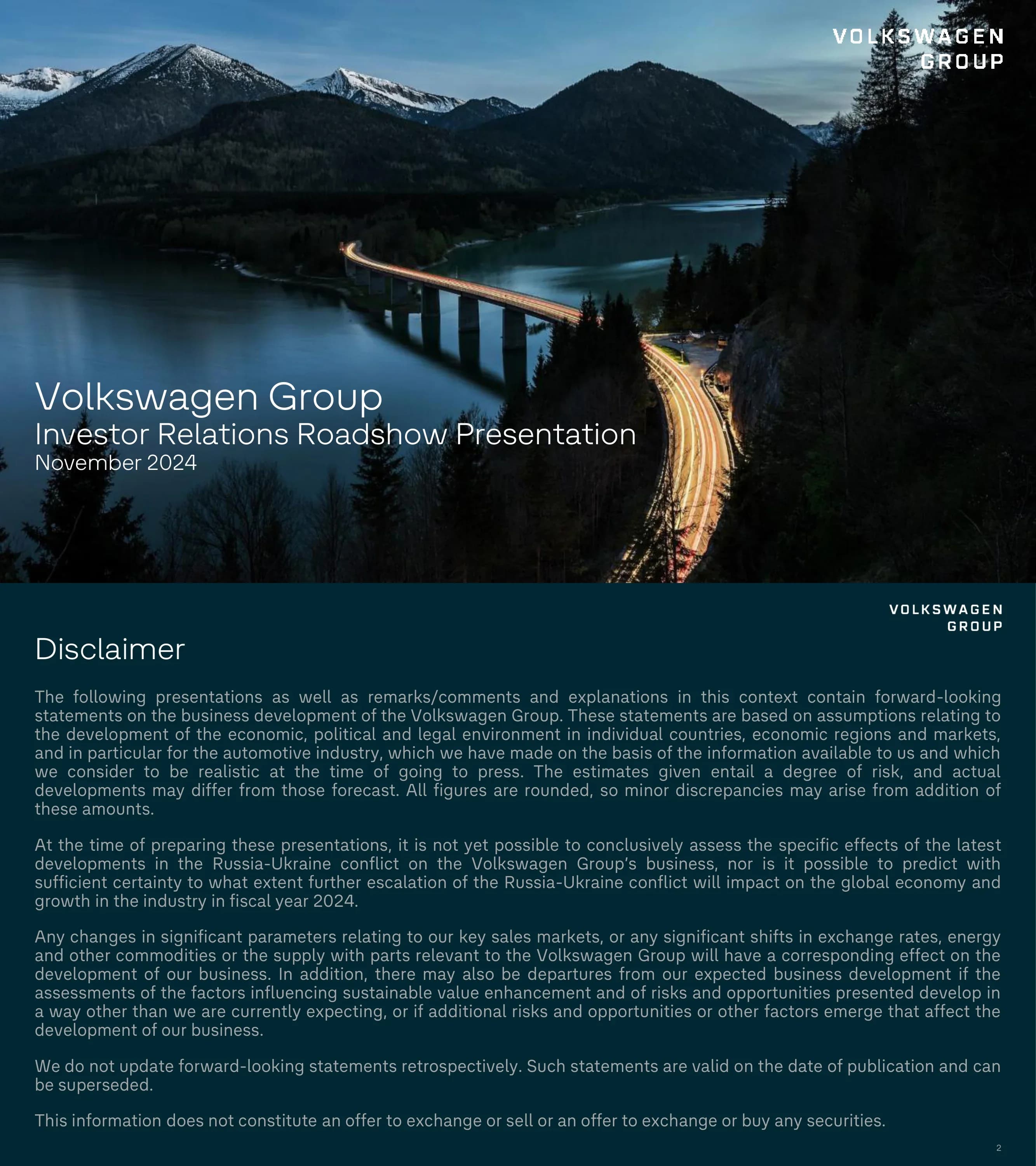 Volkswagen Group 2024 Investor Relations Roadshow Presentation