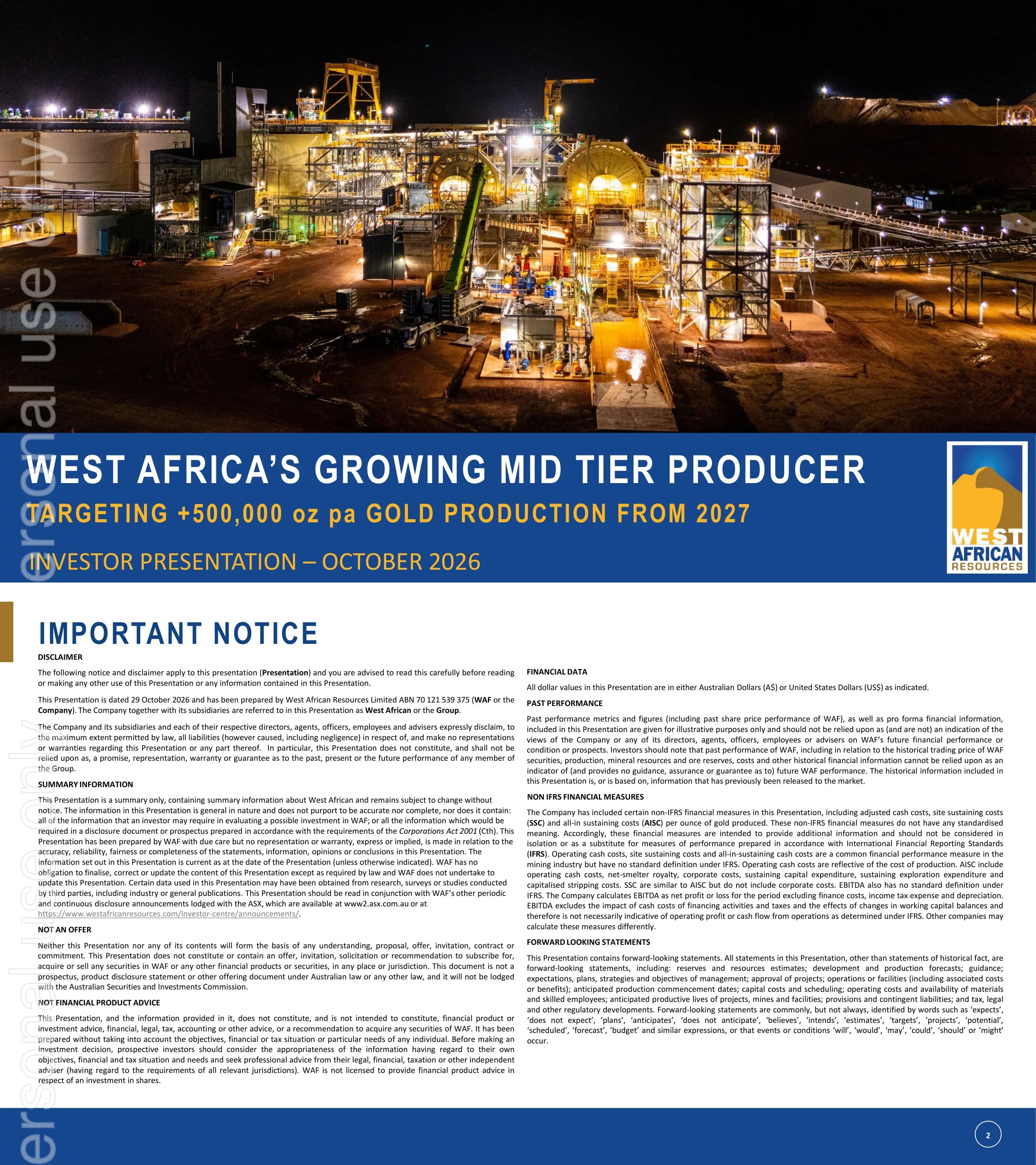 West African Resources Investor Presentation October 2026