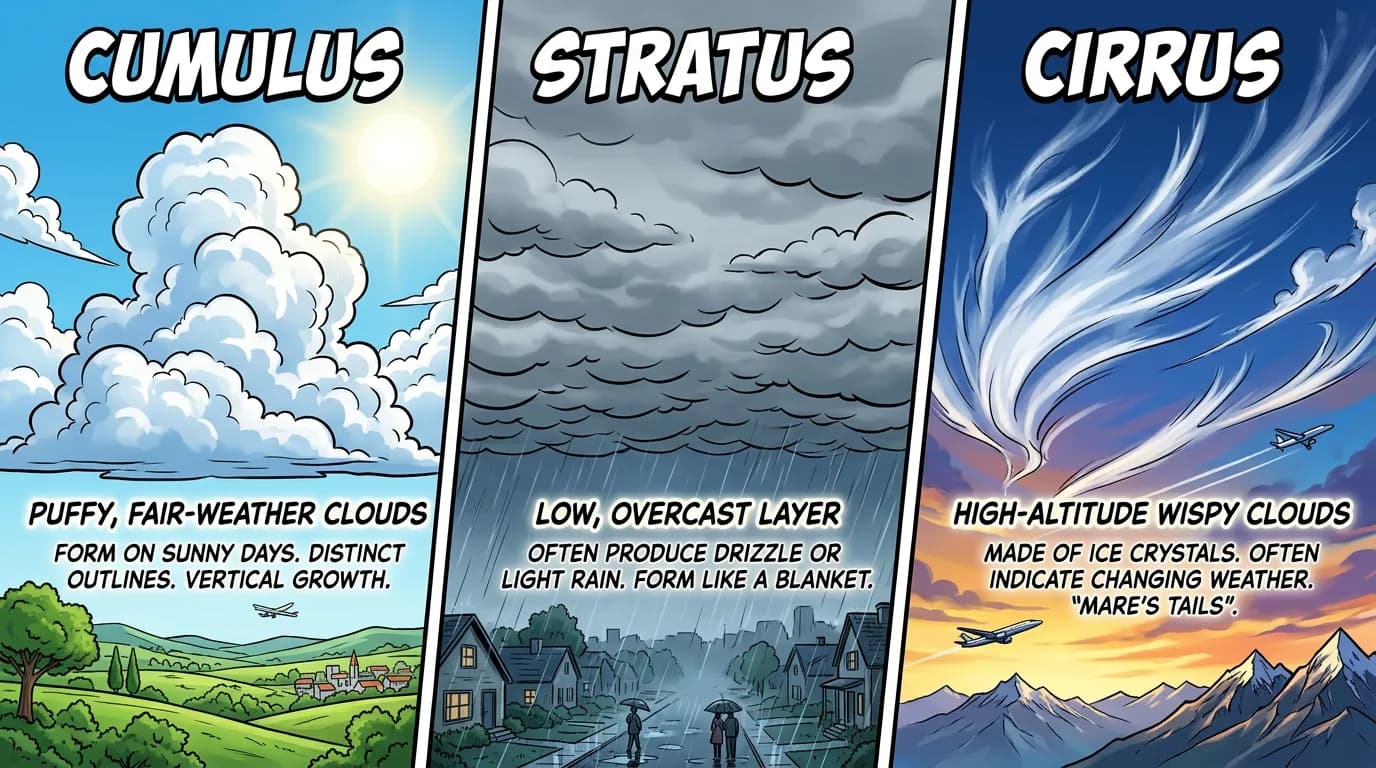 Nano Banana Pro PPT Prompt: Triptych infographic comparing cloud types